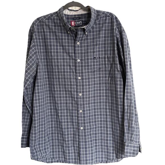 Vintage CHAPS RALPH LAUREN Men’s Button Down Shirt Blue Plaid XL Work Wear - Picture 1 of 4